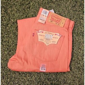 LEVI'S 501 Jeans NWT Button Fly Shrink to Fit Salmon Coral Straight Mens 33x32